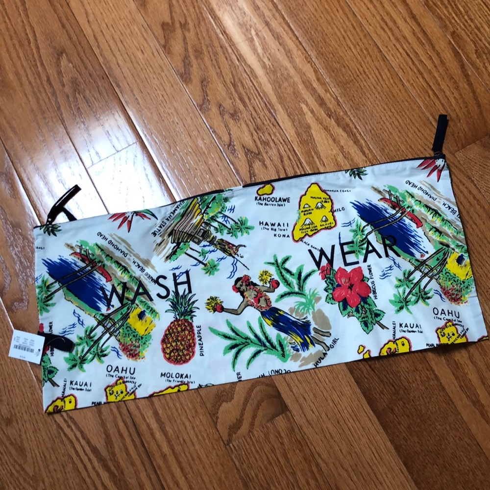 J.Crew Factory zipped bag with Hawaiian print